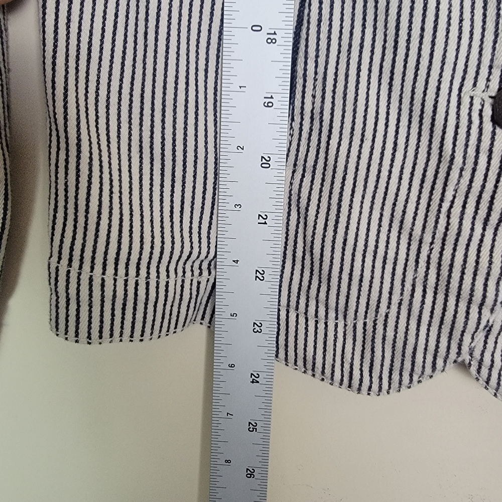 LAL Live a‎ Little Brown White Striped Cotton Button Up Jacket Sz M - Picture 7 of 8